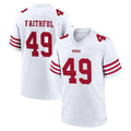 Vanessashop SF.49ers #49 The Faithful Player White Game Home Stitched Jerseys