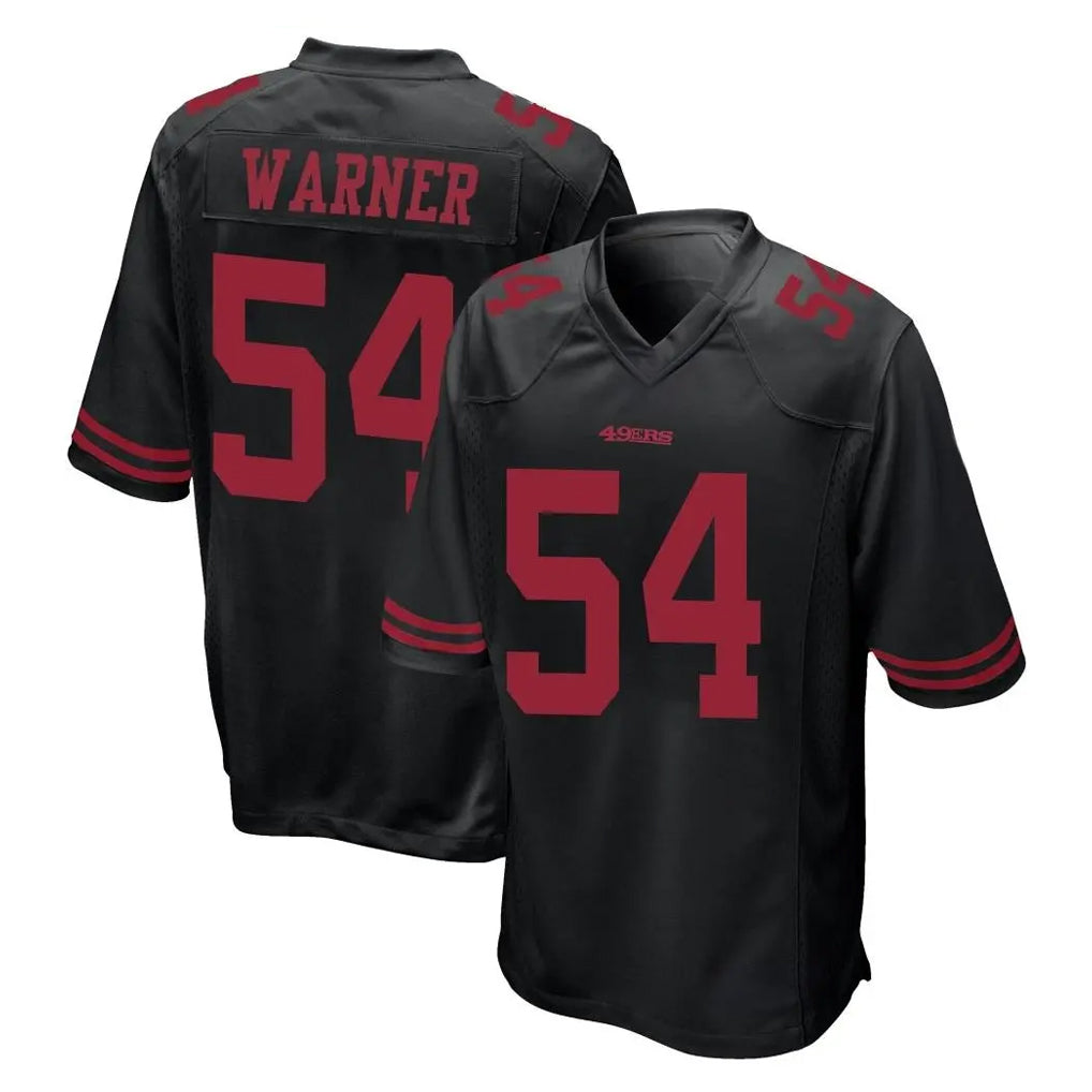 Vanessashop SF.49ers #54 Fred Warner Player Black Alternate Home Game Stitched Jerseys