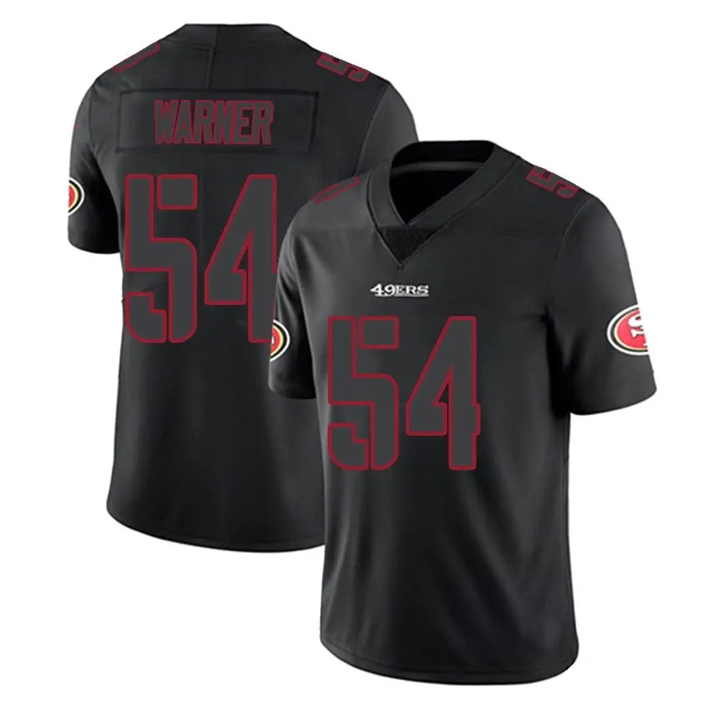 Vanessashop SF.49ers #54 Fred Warner Player Black Impact Limited Home Game Stitched Jerseys