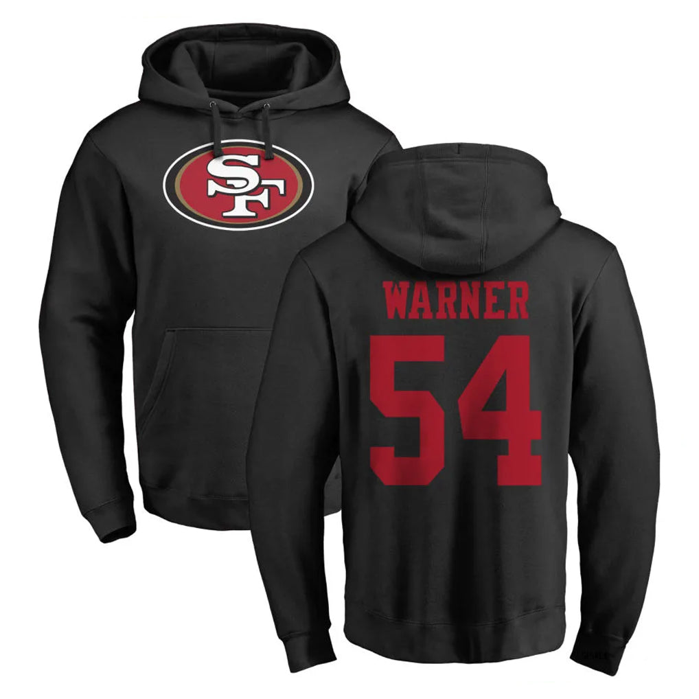 Vanessashop SF.49ers #54 Fred Warner Player Black LOGO Pullover Hoodies Home Game Stitched Jerseys