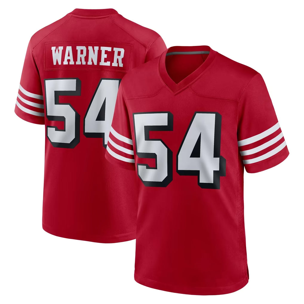 Vanessashop SF.49ers #54 Fred Warner Player Red Limited Alternate Home Game Stitched Jerseys