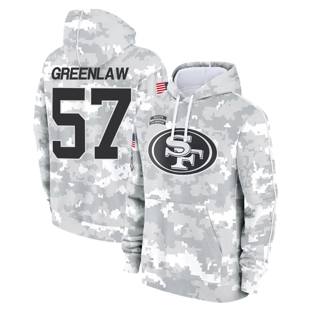 Vanessashop SF.49ers #57 Dre Greenlaw Player Arctic Camo Limited Salute to Service Pullover Hoodies Game Stitched Jerseys