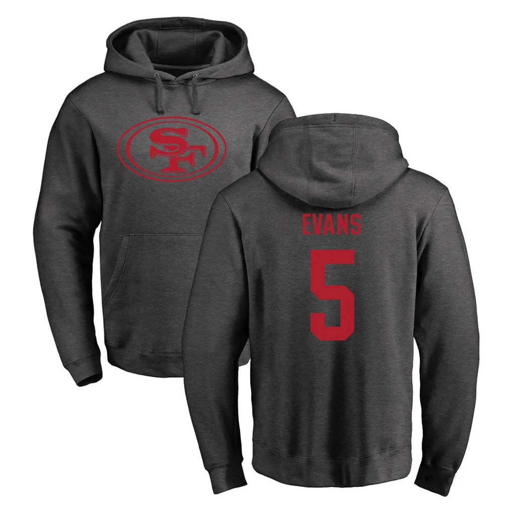 Vanessashop SF.49ers #5 Mike Evans Player Anthracite Pullover Hoodies Home Game Stitched Jerseys