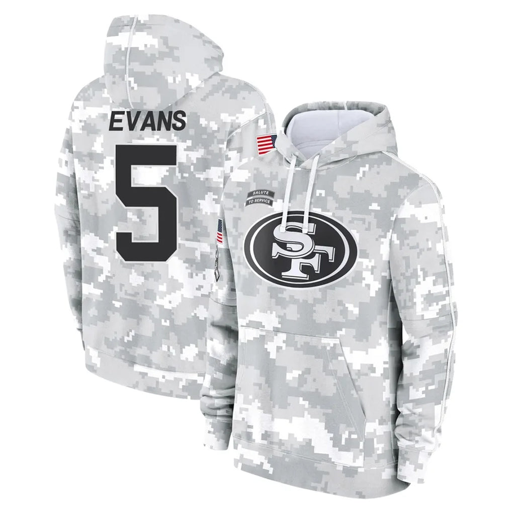 Vanessashop SF.49ers #5 Mike Evans Player Arctic Camo Limited Salute to Service Pullover Hoodies Game Stitched Jerseys