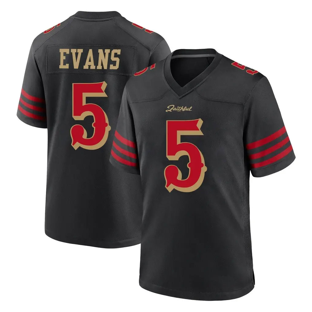 Vanessashop SF.49ers #5 Mike Evans Player Black Rivalries Collection Home Game Stitched Jerseys