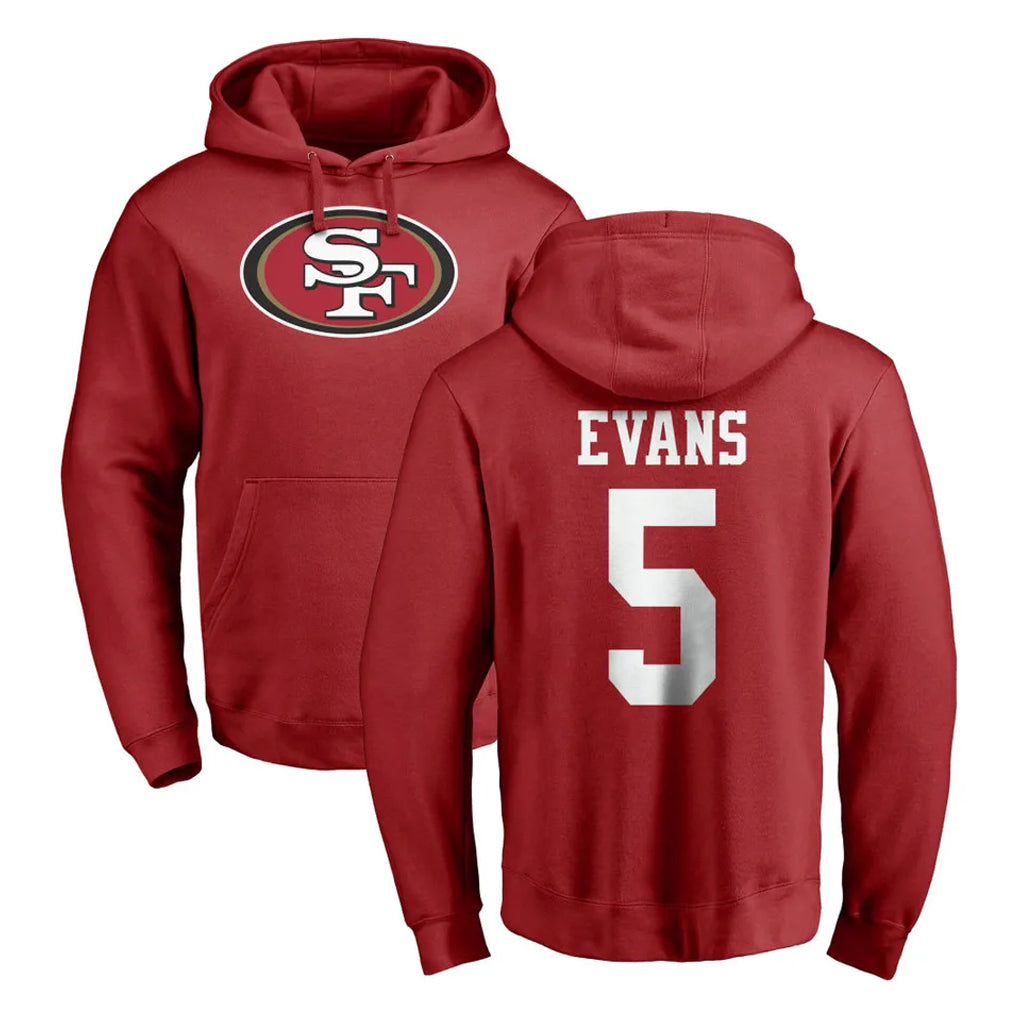 Vanessashop SF.49ers #5 Mike Evans Player Red LOGO Pullover Hoodies Home Game Stitched Jerseys