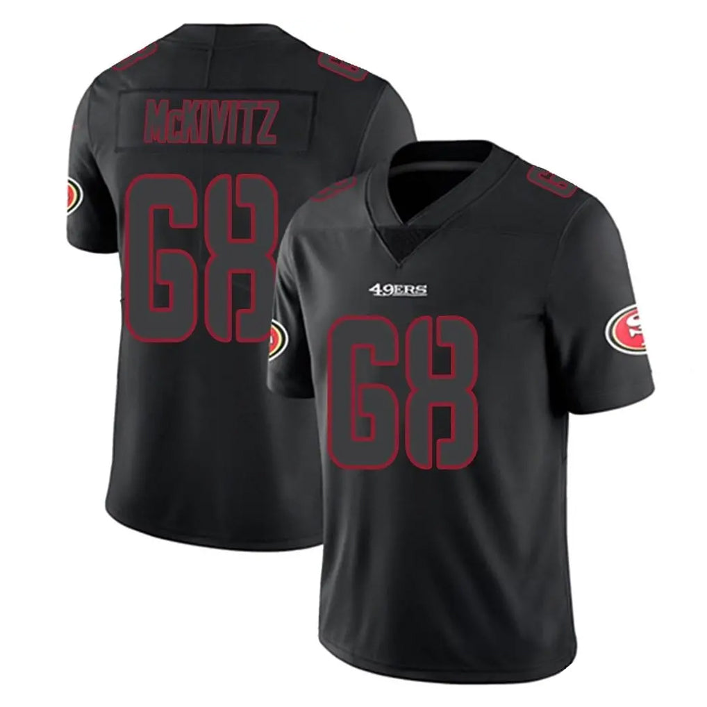 Vanessashop SF.49ers #68 Colton McKivitz Player Black Impact Limited Home Game Stitched Jerseys