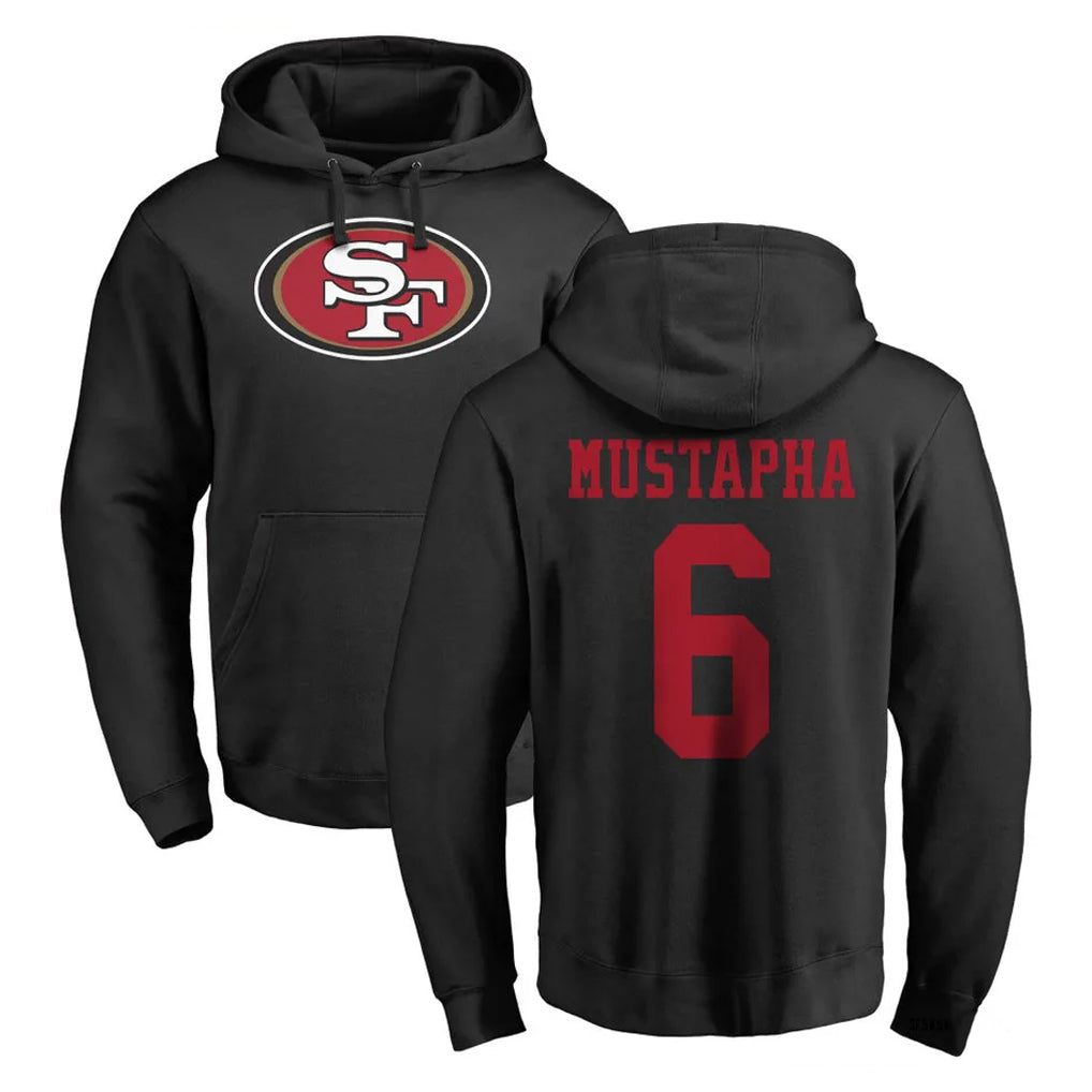 Vanessashop SF.49ers #6 Malik Mustapha Player Black LOGO Pullover Hoodies Home Game Stitched Jerseys