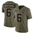 Vanessashop SF.49ers #6 Malik Mustapha Player Olive 2025 Salute To Service Limited Home Game Stitched Jerseys