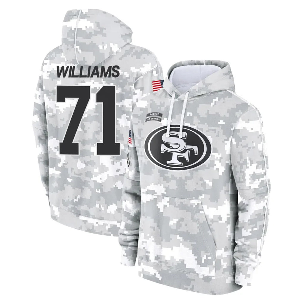 Vanessashop SF.49ers #71 Trent Williams Player Arctic Camo Limited Salute to Service Pullover Hoodies Game Stitched Jerseys
