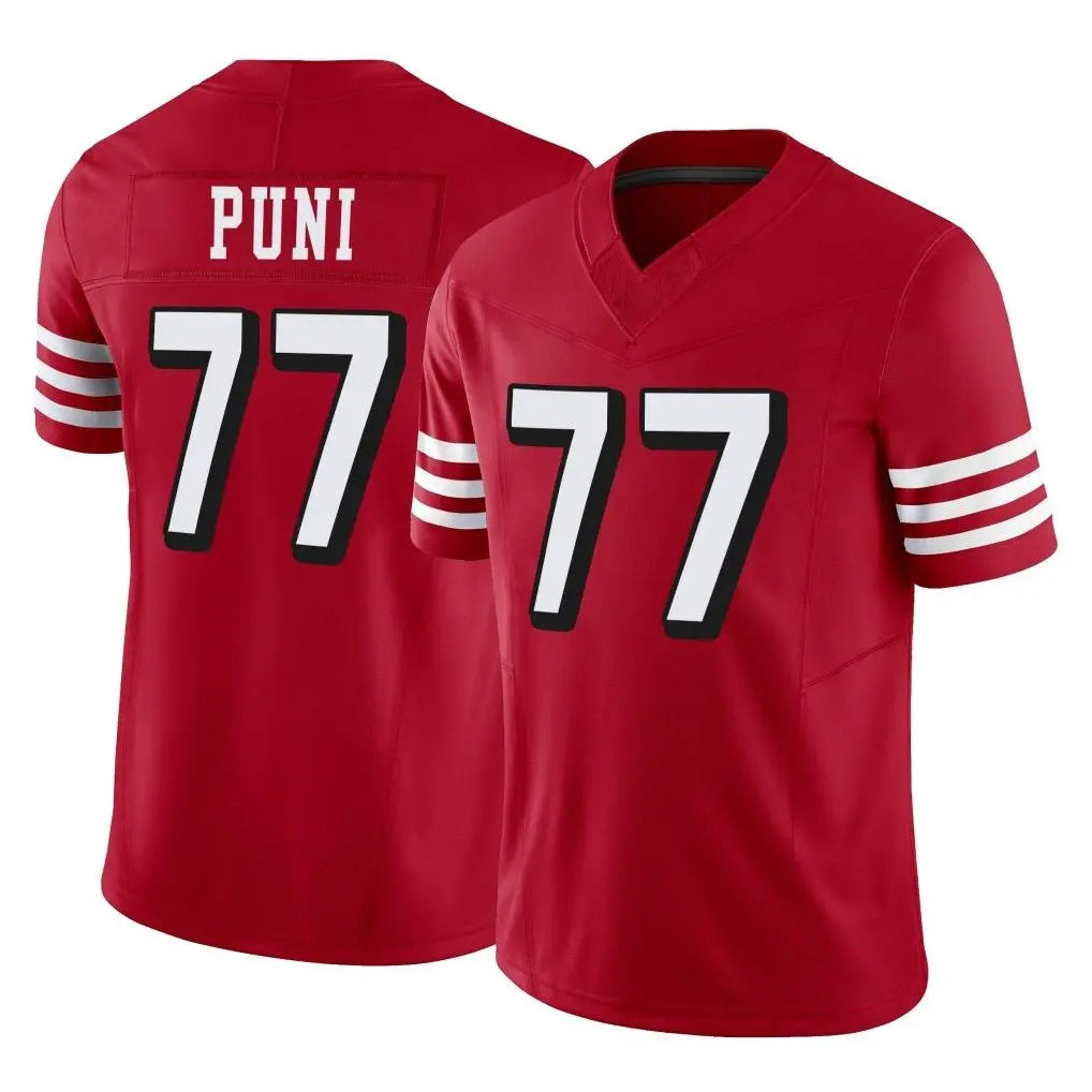 Vanessashop SF.49ers #77 Dominick Puni Player Red Limited Alternate Vapor F.U.S.E. Home Game Stitched Jerseys