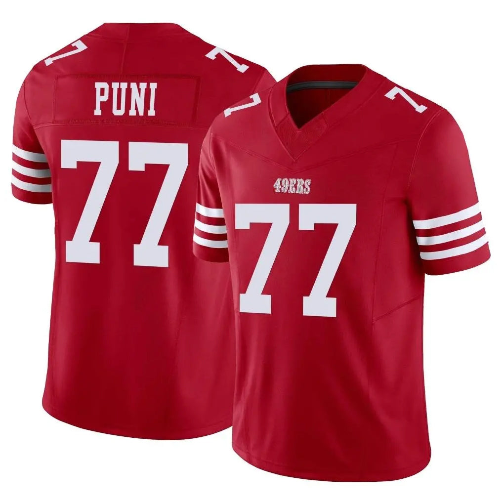 Vanessashop SF.49ers #77 Dominick Puni Player Red Limited Vapor F.U.S.E. Home Game Stitched Jerseys