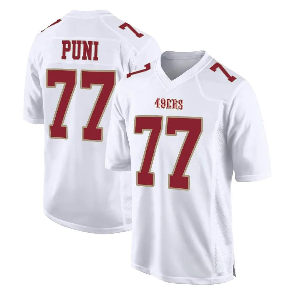 Vanessashop SF.49ers #77 Dominick Puni Player White Fashion Home Game Stitched Jerseys