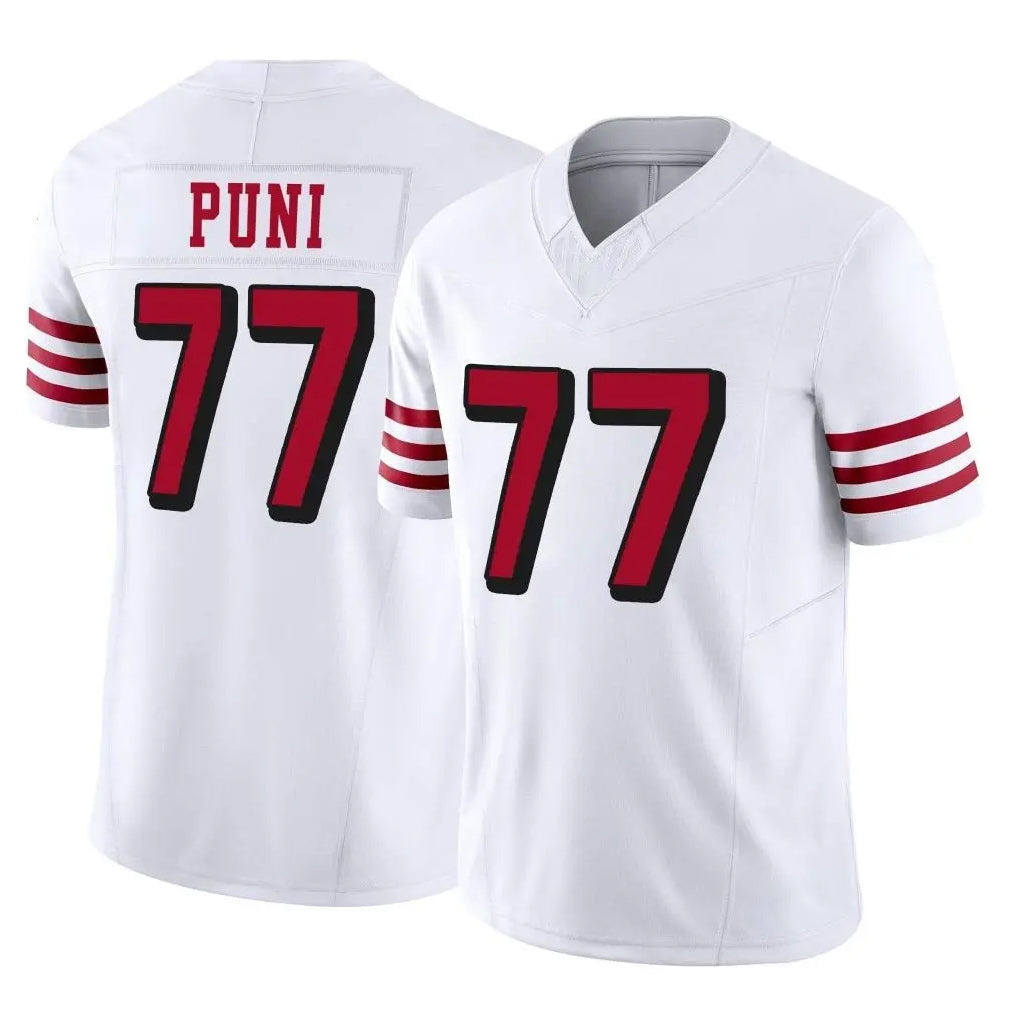 Vanessashop SF.49ers #77 Dominick Puni Player White Limited Alternate Vapor F.U.S.E. Home Game Stitched Jerseys