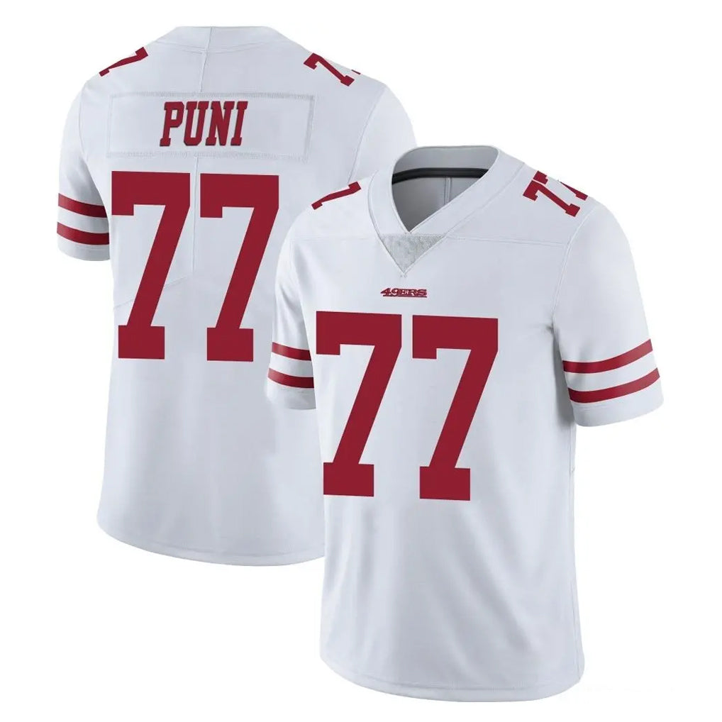 Vanessashop SF.49ers #77 Dominick Puni Player White Limited Vapor Untouchable Home Game Stitched Jerseys