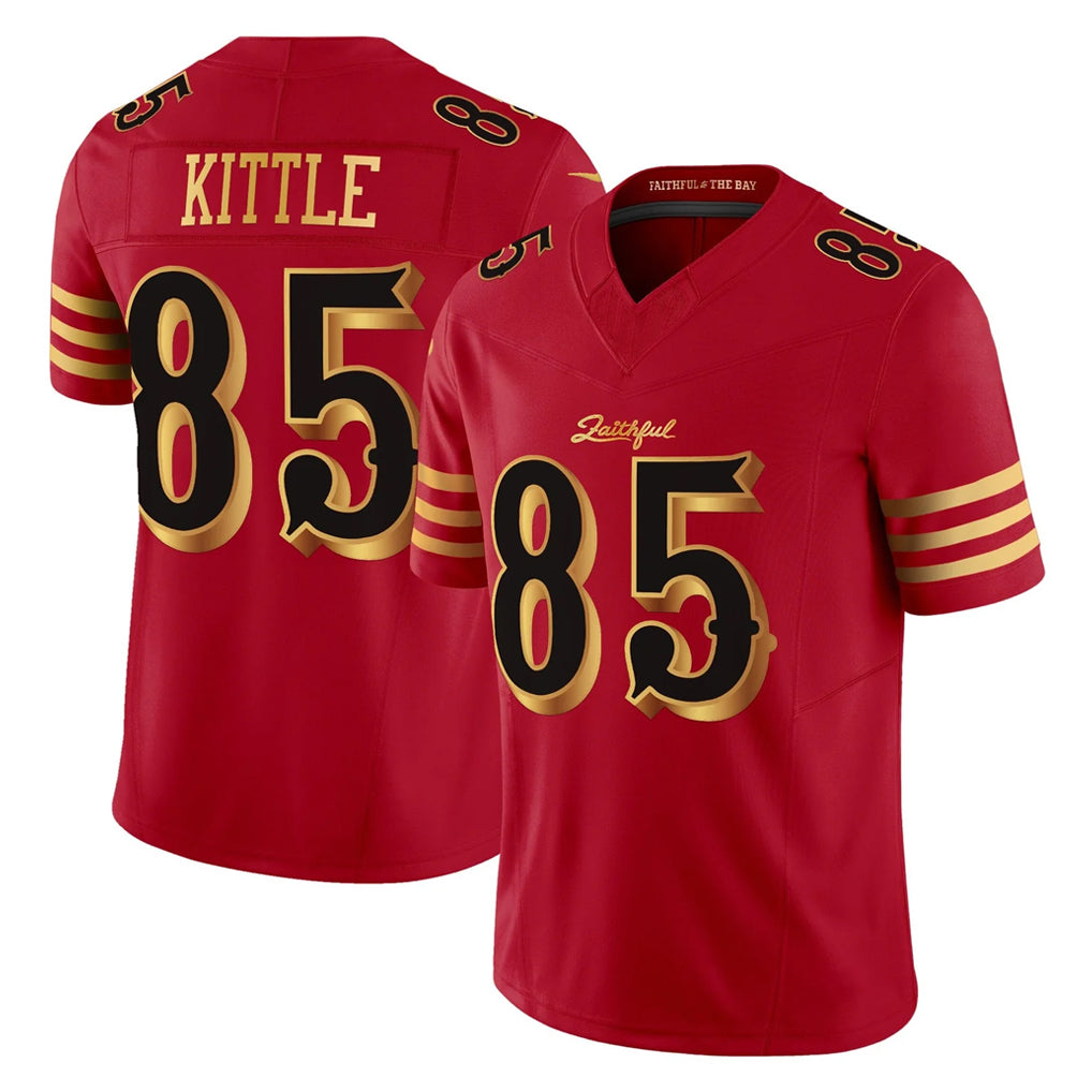 Vanessashop SF.49ers #85 George Kittle Player Red Rivalries Vapor Limited Home Game Stitched Jerseys