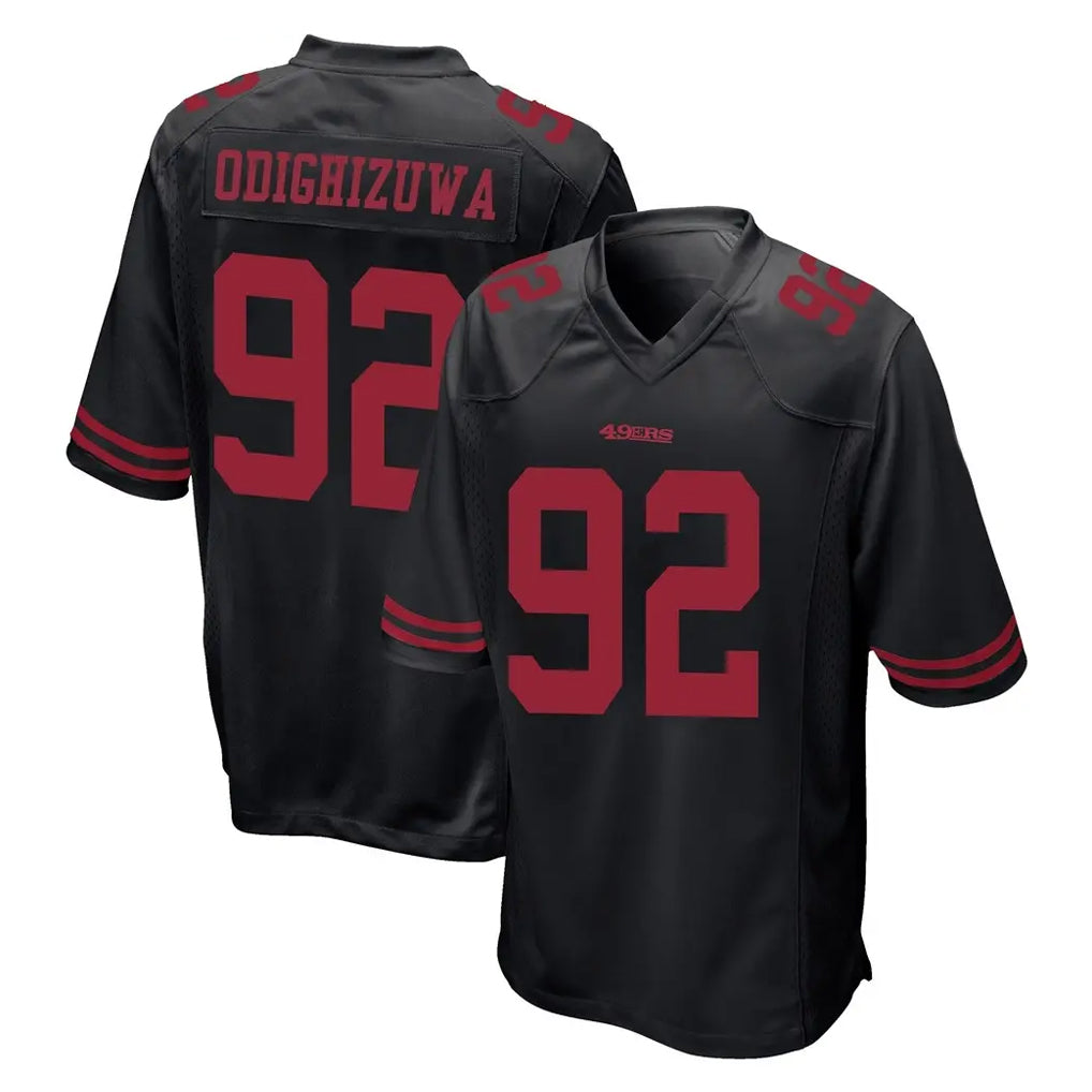 Vanessashop SF.49ers #92 Osa Odighizuwa Player Black Alternate Home Game Stitched Jerseys