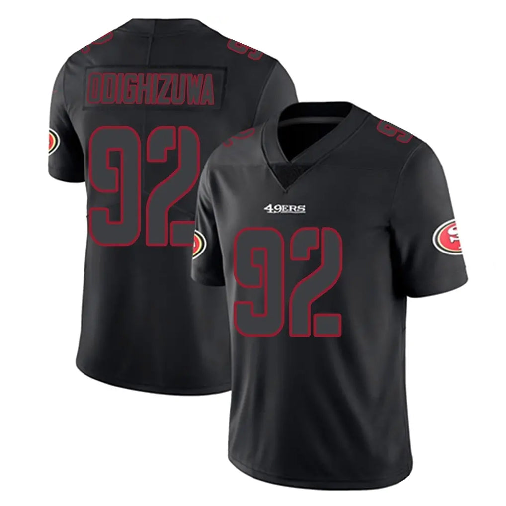 Vanessashop SF.49ers #92 Osa Odighizuwa Player Black Impact Limited Home Game Stitched Jerseys