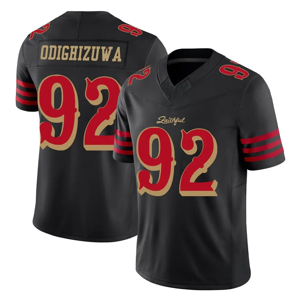 Vanessashop SF.49ers #92 Osa Odighizuwa Player Black Limited Rivalries Collection Home Game Stitched Jerseys