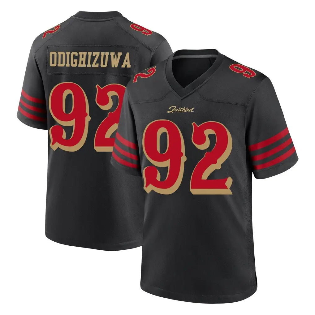 Vanessashop SF.49ers #92 Osa Odighizuwa Player Black Rivalries Collection Home Game Stitched Jerseys