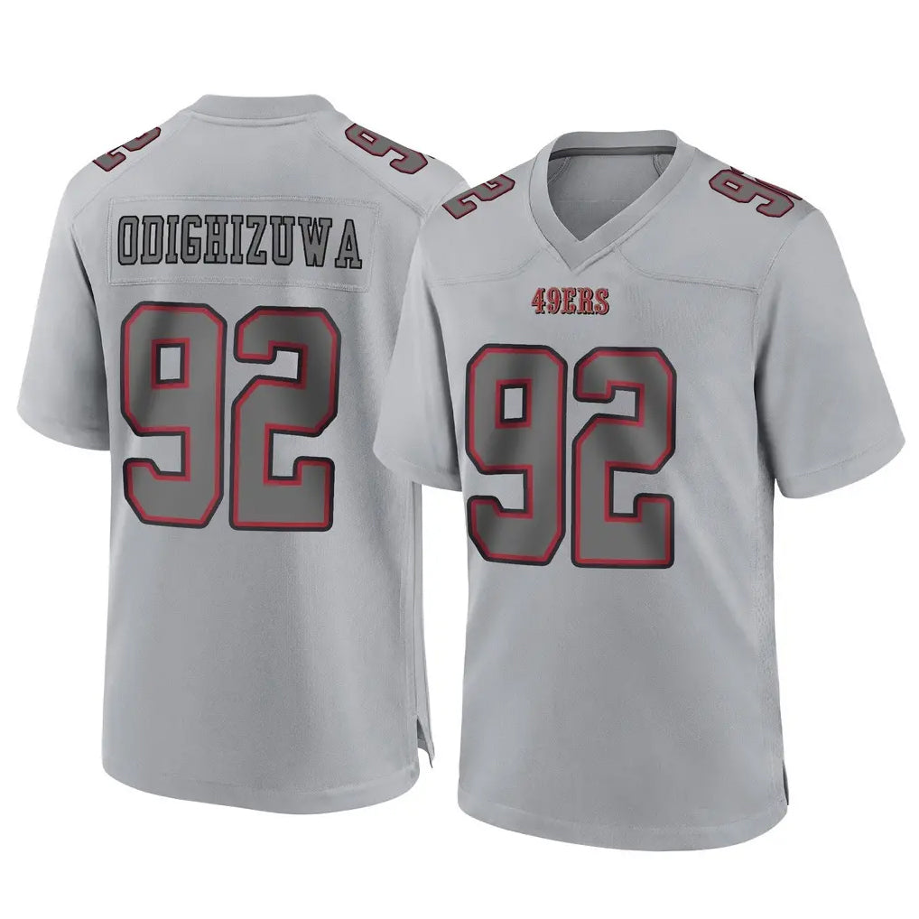 Vanessashop SF.49ers #92 Osa Odighizuwa Player Gray Atmosphere Fashion Home Game Stitched Jerseys