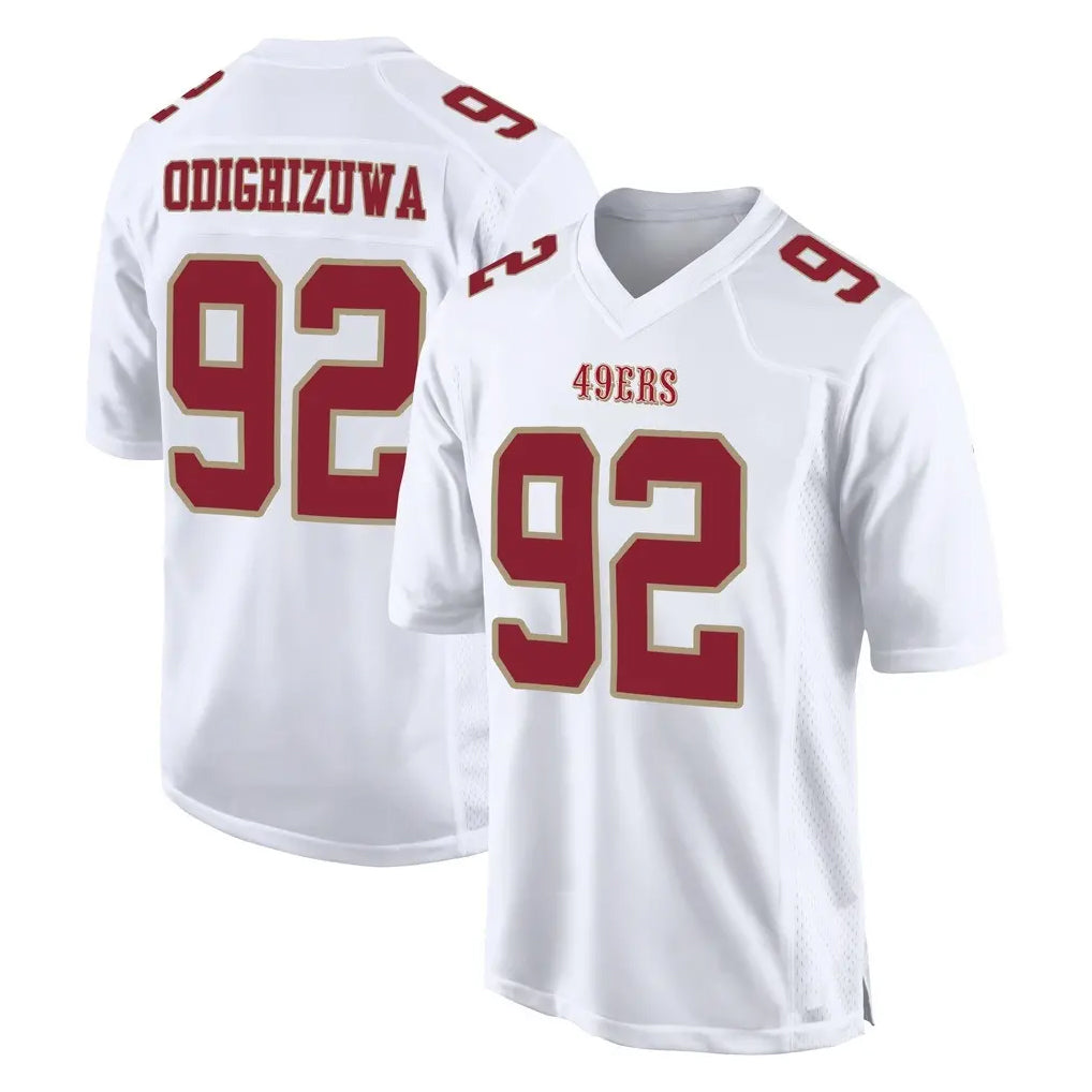 Vanessashop SF.49ers #92 Osa Odighizuwa Player White Fashion Home Game Stitched Jerseys