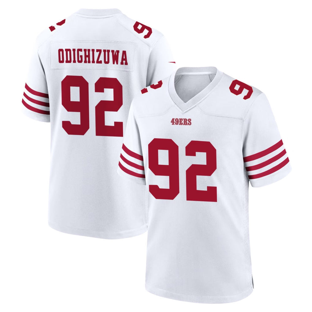 Vanessashop SF.49ers #92 Osa Odighizuwa Player White Game Home Stitched Jerseys