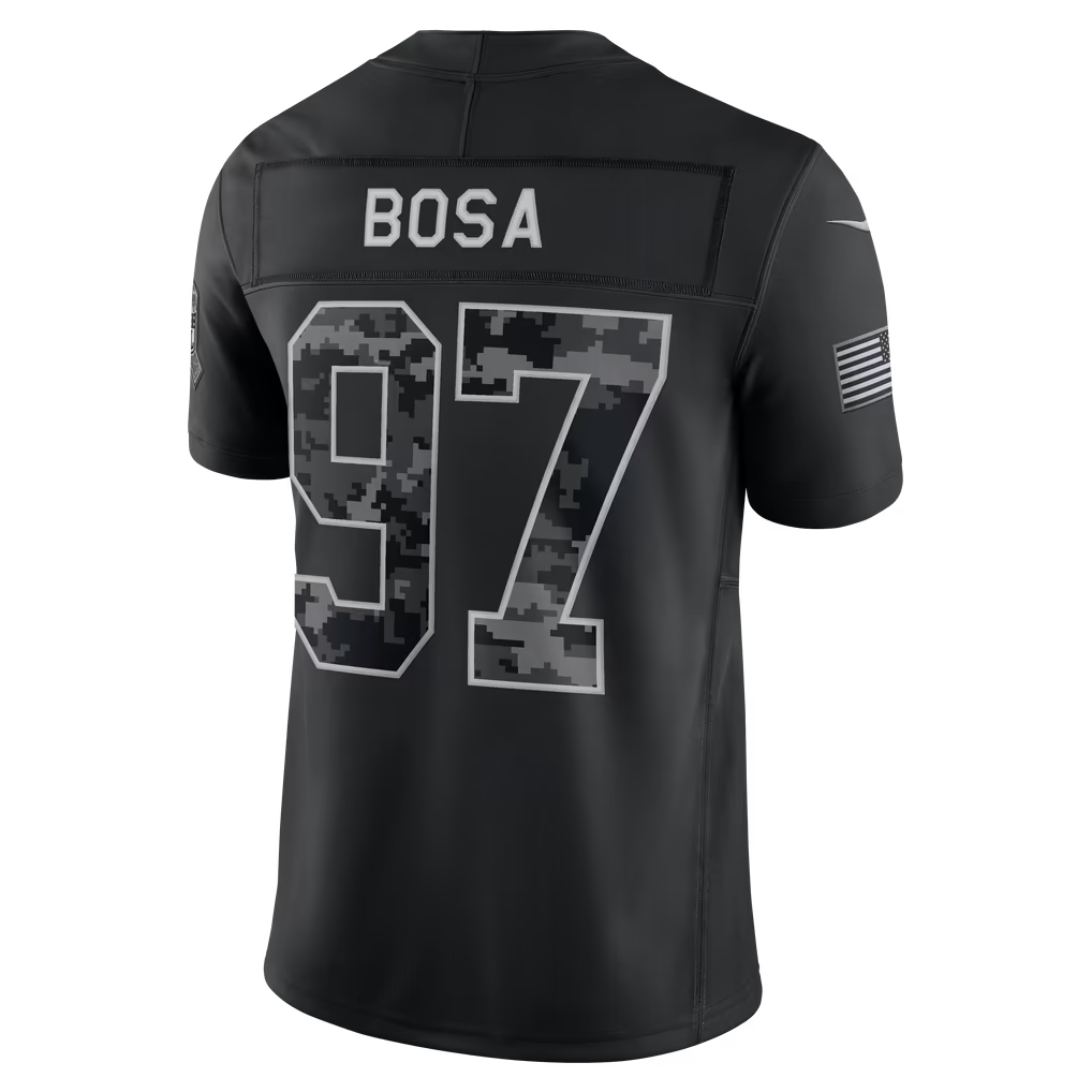 vanessashop  SF.49ers #97 Nick Bosa Black 2026 Salute to Service Stitched Limited Jersey