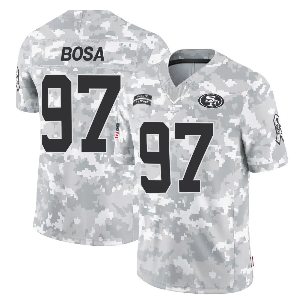 Vanessashop SF.49ers #97 Nick Bosa Player Arctic Camo Limited Salute To Service Home Game Stitched Jerseys