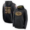Vanessashop SF.49ers #98 Mykel Williams Player Black Salute to Service Sideline Performance Pullover Hoodies Home Game Stitched Jerseys
