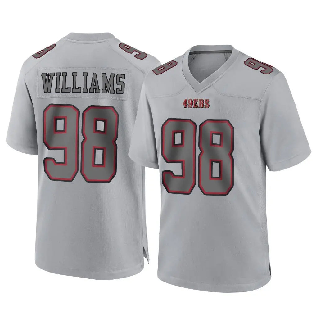 Vanessashop SF.49ers #98 Mykel Williams Player Gray Atmosphere Fashion Home Game Stitched Jerseys