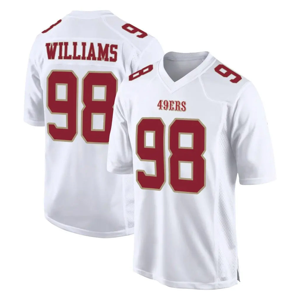 Vanessashop SF.49ers #98 Mykel Williams Player White Fashion Home Game Stitched Jerseys