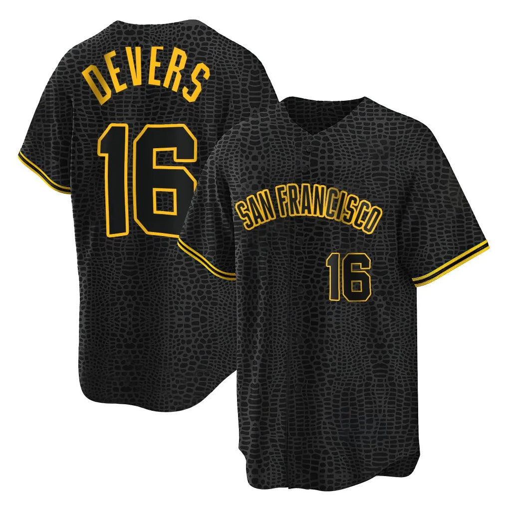 Vanessashop SF.Giants #16 Rafael Devers Player Black Snake Skin City Limited Stitched Jerseys