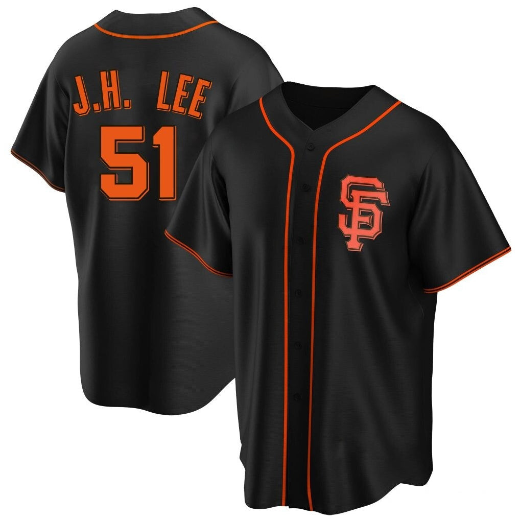 Vanessashop SF.Giants #51 Jung Hoo Lee Player Black Home Game Stitched Jerseys