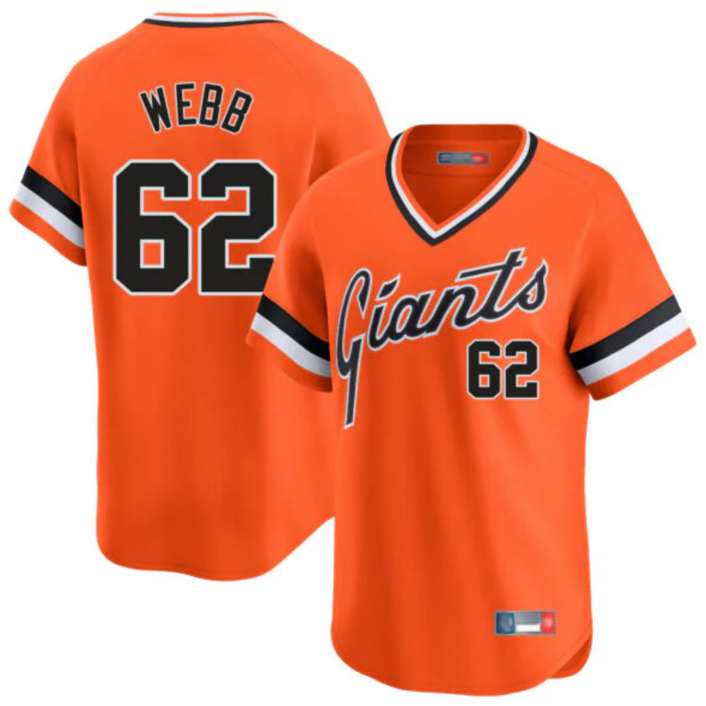 Vanessashop SF.Giants #62 Logan Webb Player Orange Home Game T-shirt Stitched Jerseys