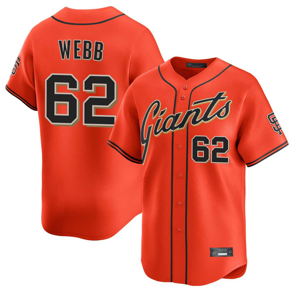 Vanessashop SF.Giants #62 Logan Webb Player Orange Home Limited Stitched Jerseys