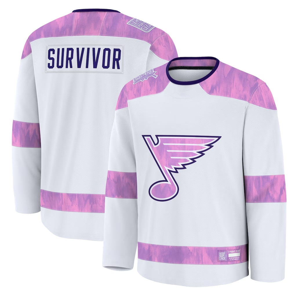 Vanessashop SL.Blues White Hockey Fights Cancer Survivor Practice Jerseys
