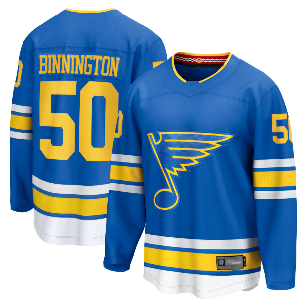 Vanessashop SL.Blues #50 Jordan Binnington Blue Home Breakaway Player Jerseys