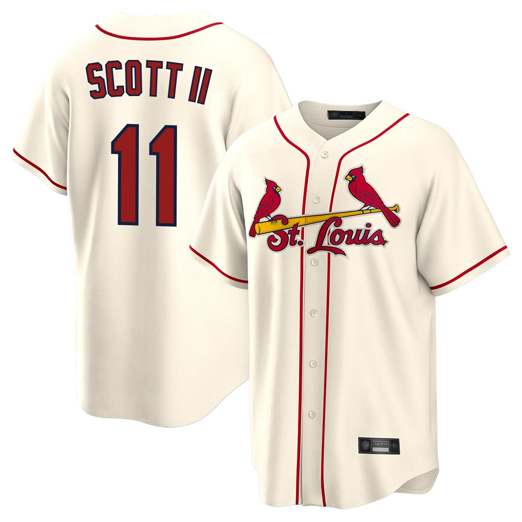 Vanessashop St. Louis Cardinals #11 Victor Scott II Player Cream Home Game Stitched Jerseys