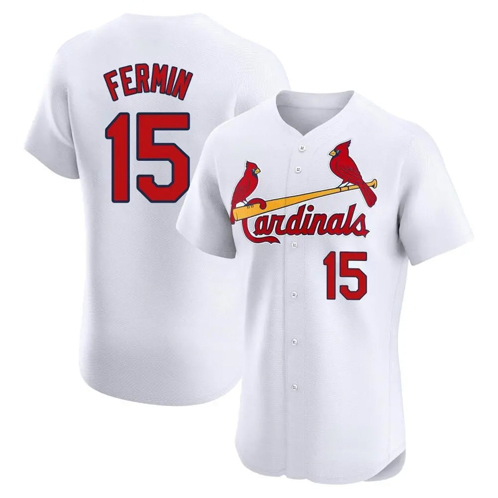 Vanessashop St. Louis Cardinals #15 Jose Fermin Player White Home Limited Elite Stitched Jerseys