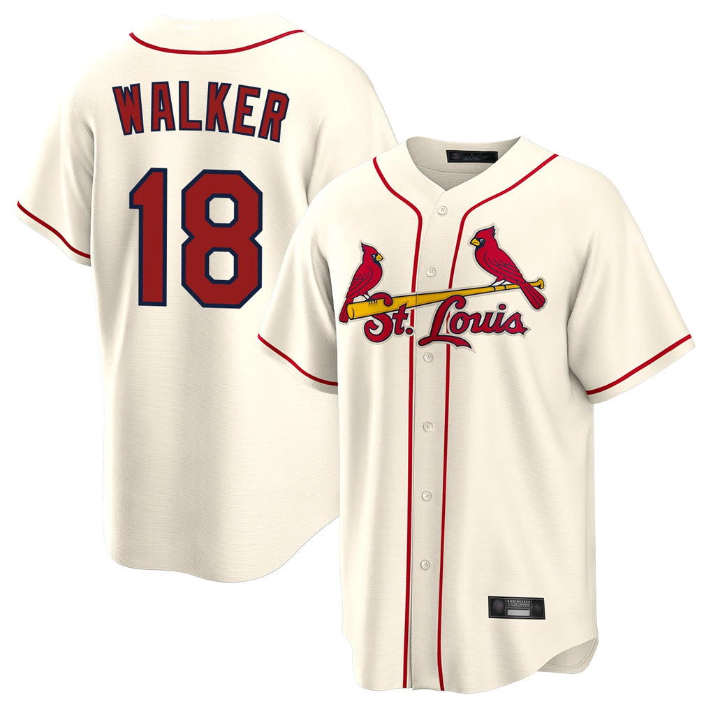 Vanessashop St. Louis Cardinals #18 Jordan Walker Player Cream Home Game Stitched Jerseys