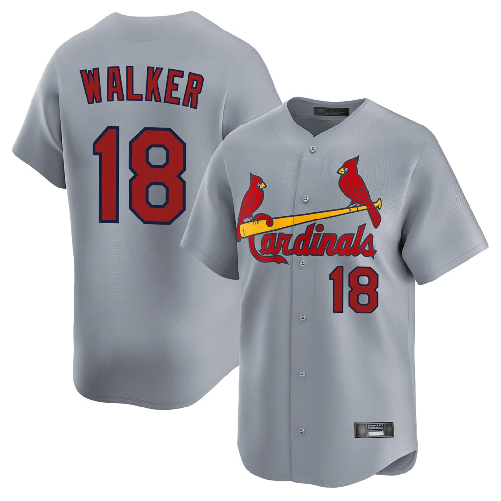 Vanessashop St. Louis Cardinals #18 Jordan Walker Player Gray Home Limited Stitched Jerseys