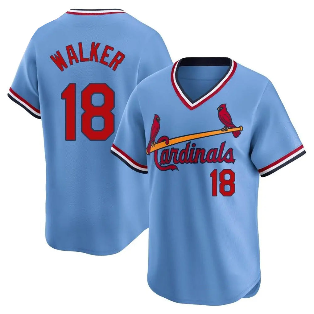 Vanessashop St. Louis Cardinals #18 Jordan Walker Player Light Blue City Connect Home T-shirt Stitched Jerseys
