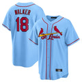Vanessashop St. Louis Cardinals #18 Jordan Walker Player Light Blue Home Game Stitched Jerseys