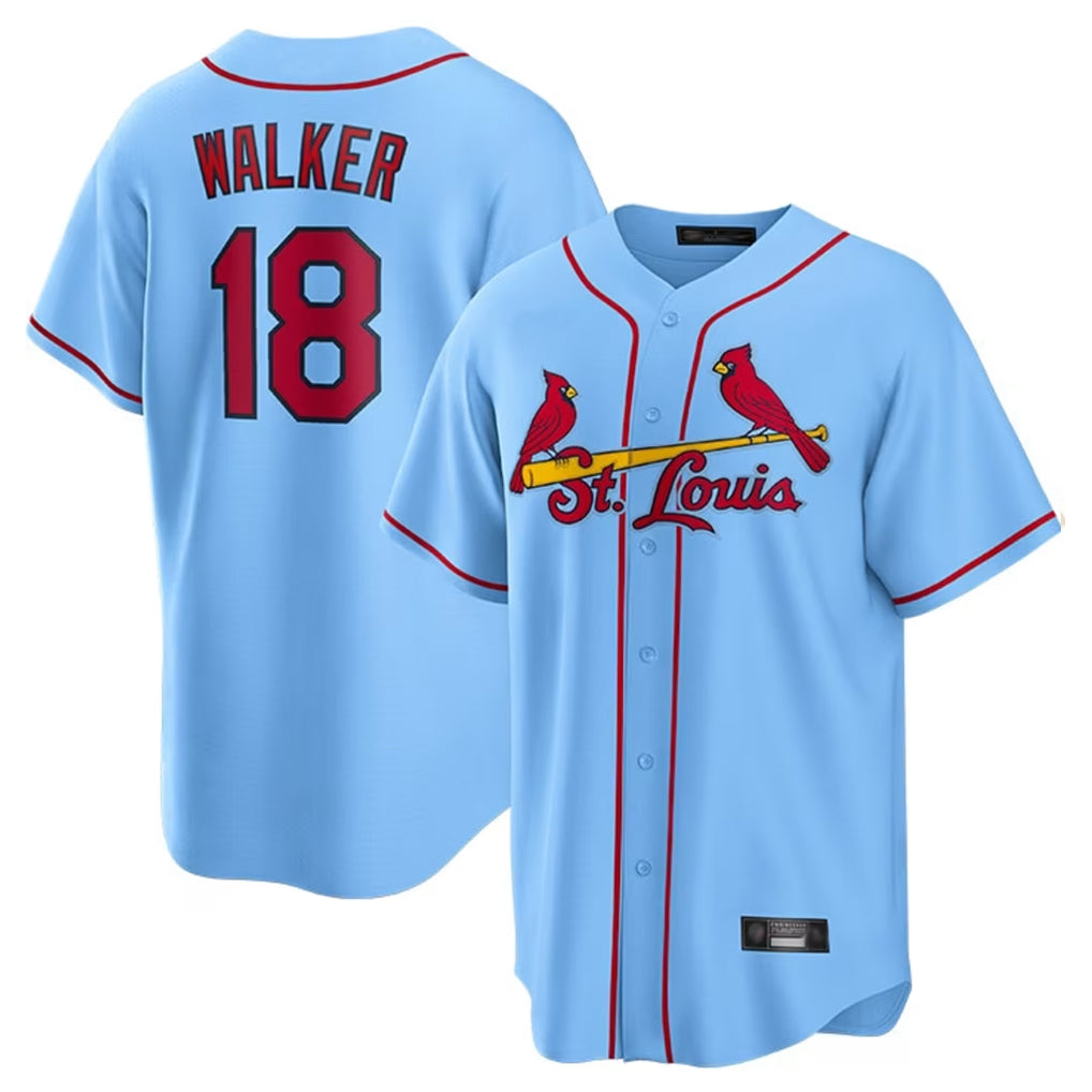 Vanessashop St. Louis Cardinals #18 Jordan Walker Player Light Blue Home Game Stitched Jerseys