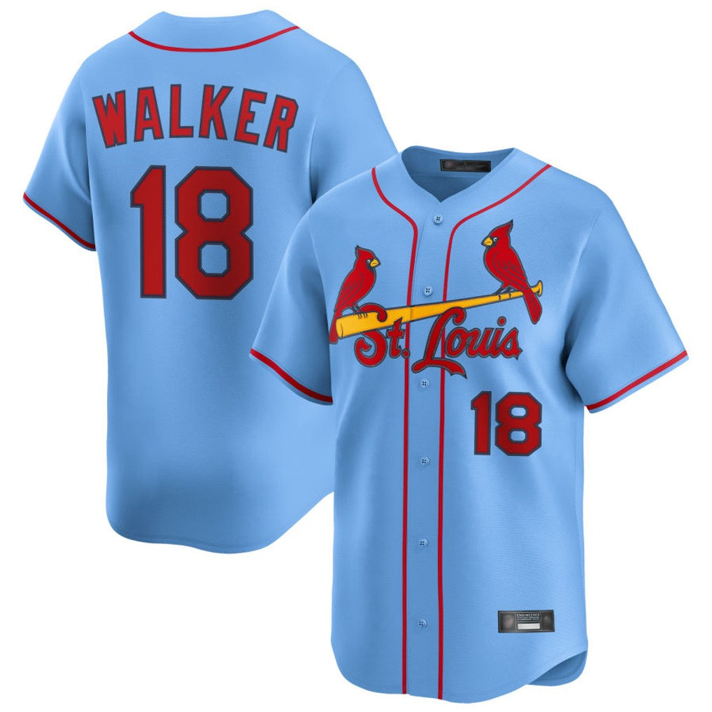 Vanessashop St. Louis Cardinals #18 Jordan Walker Player Light Blue Home Limited Stitched Jerseys