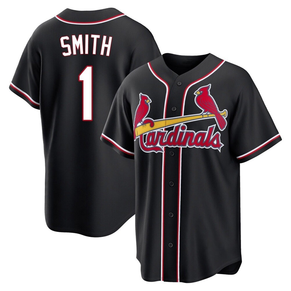 Vanessashop St. Louis Cardinals #1 Ozzie Smith Player Black Carbon Fashio Game Stitched Jerseys