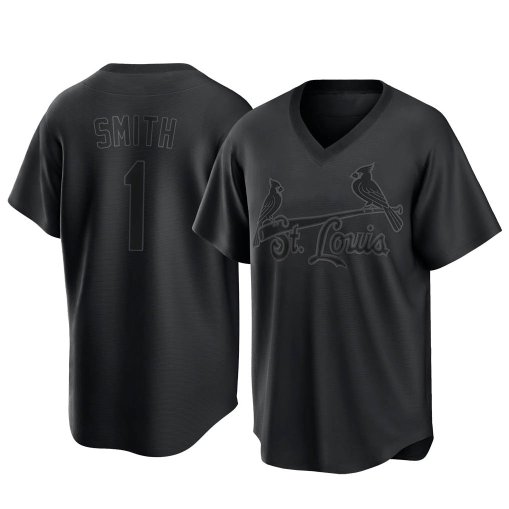 Vanessashop St. Louis Cardinals #1 Ozzie Smith Player Black City Connect T-shirt Stitched Jerseys