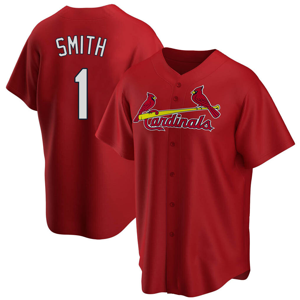 Vanessashop St. Louis Cardinals #1 Ozzie Smith Player Red Home Game Stitched Jerseys