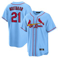 Vanessashop St. Louis Cardinals #21 Lars Nootbaar Player Light Blue Home Game Stitched Jerseys